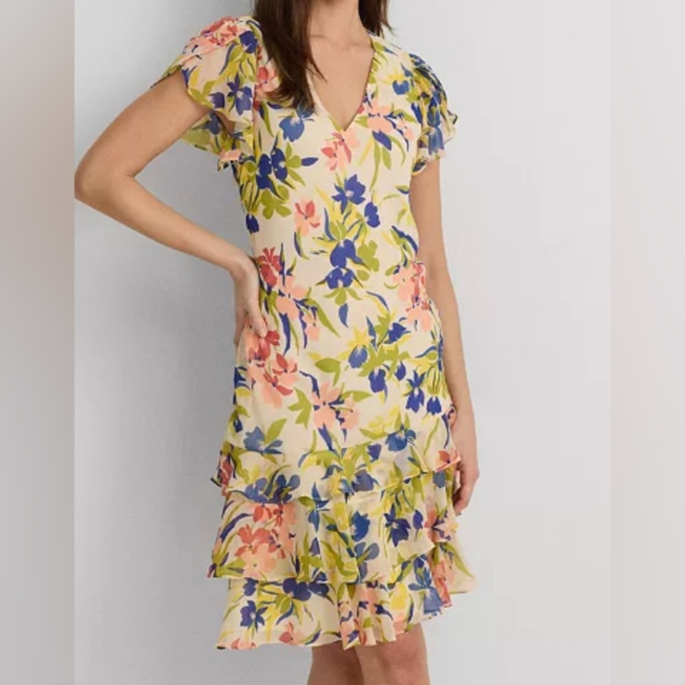 Ralph Lauren floral drop waist dress NWT size 16 / wedding guest / summer dress